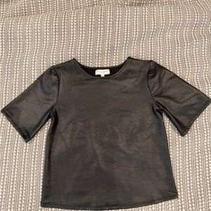 Black Faux Leather Top